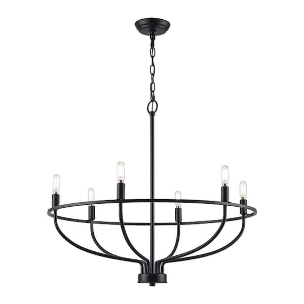 Monteaux Lighting 6-Light Black Round Candle Chandelier Light