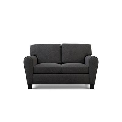 Abby 64 in. Charcoal Polyester Upholstered 2-Seater Rolled Arm Loveseat