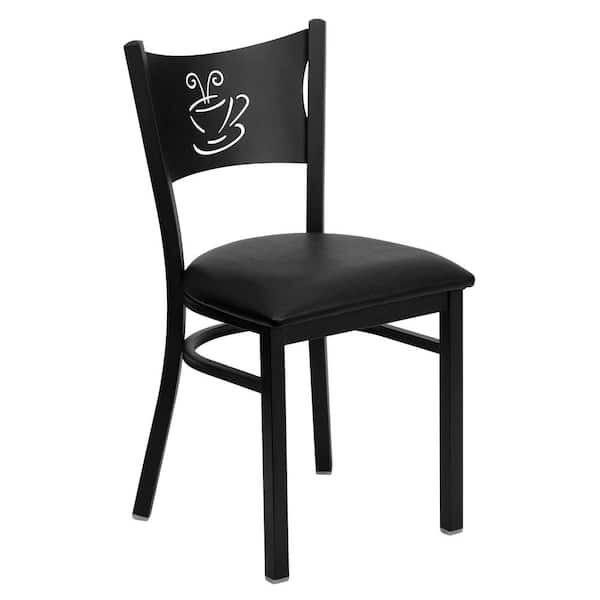 Flash Furniture Hercules Series Black Coffee Back Metal Restaurant Chair with Black Vinyl Seat