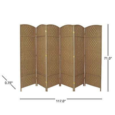 4/6 Panels Woven Wicker Room Divider Privacy Screen Separator Paravent Partition 