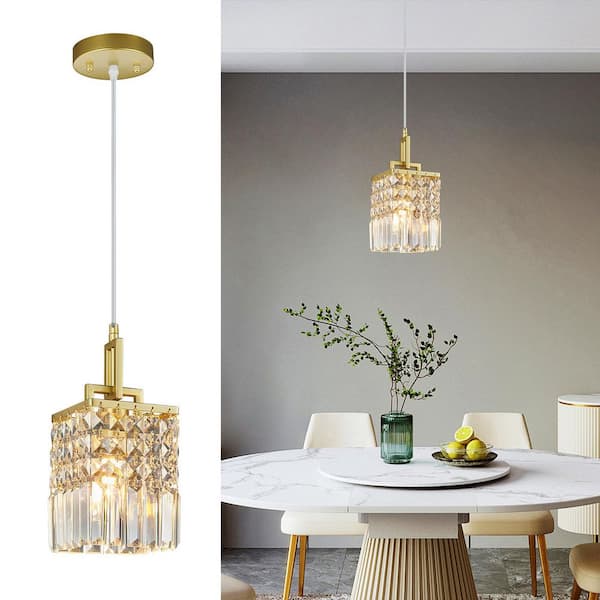ZHLWIN Home Lighting 40W 1-Light Modern Square Gold Crystal