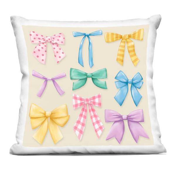 Pretty Bows Differing Patterns Yellow Abstract Zipper Polyester 18 in. x 18 in. Throw Pillow