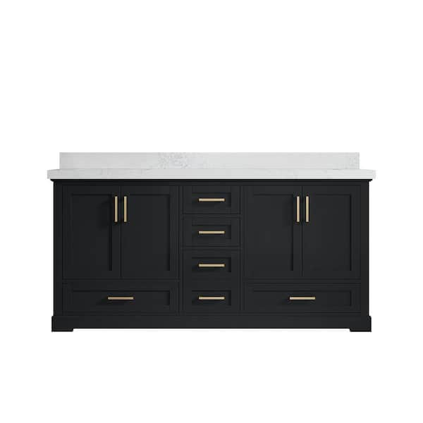 Willow Collections Boston 72 in. W x 22 in. D x 36 in. H Double Sink Bath Vanity in Wrought Iron with 2 in. Empira White qt. Top