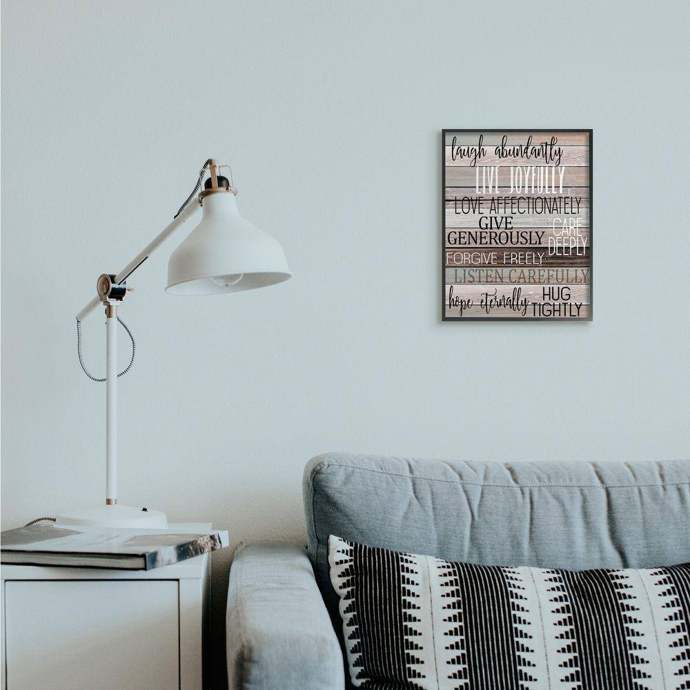 Live Joyfully Multicolor Wood Grain Framed Wall Art
