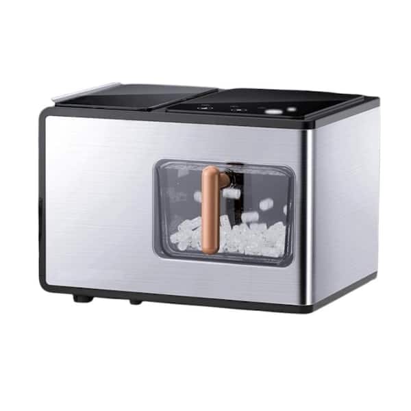 Adrinfly 13.7 in. 40 lb. Pebble Ice Maker with Soft Chewable Ice Portable Ice Maker Stainless Steel with Touch Screen in Silver