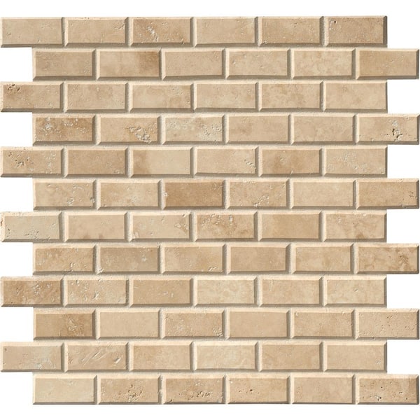 MSI Tuscany Ivory 12 in. x 12 in. x 10mm Honed Beveled Travertine Mesh-Mounted Mosaic Tile (10 sq. ft. / case)