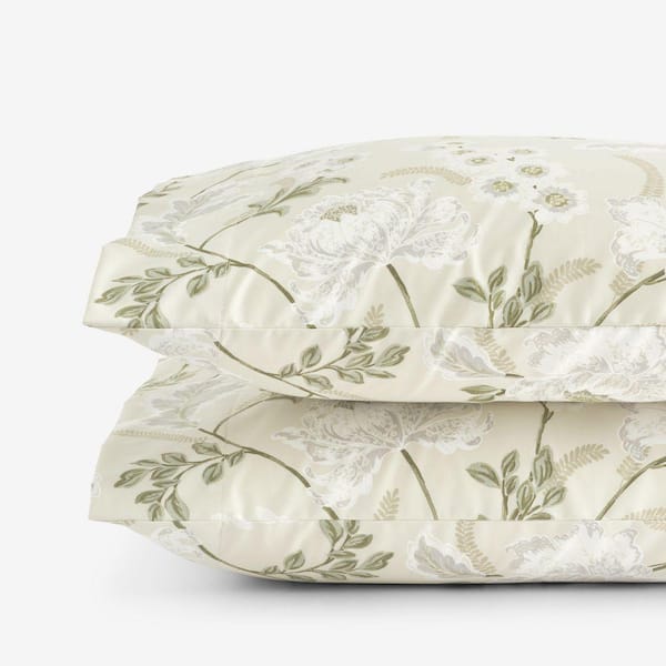 Legends Hotel Tranquil Blossom Wrinkle-Free Sateen Antique Beige Standard Pillowcase (Set of 2)
