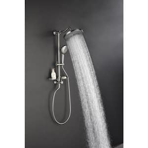 1-Spray 10 in. Wall Mount 2.5 GPM Dual Shower Head and Handheld Shower Head in Brushed Nickel