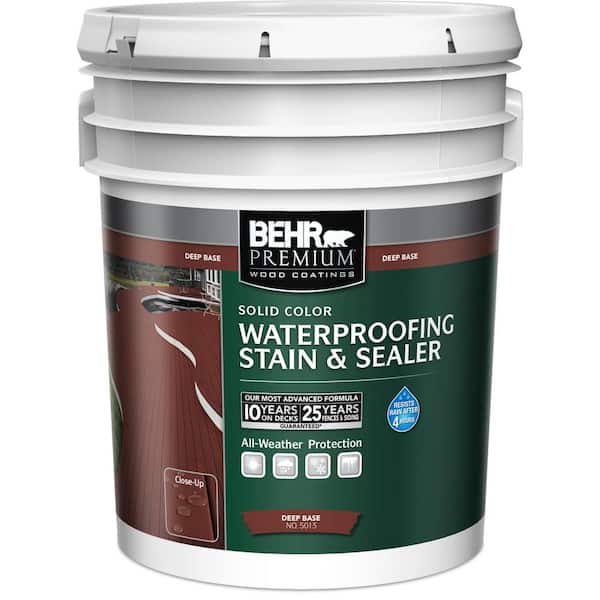 BEHR PREMIUM 5 gal. Deep Base Solid Color Waterproofing Exterior Wood Stain and Sealer