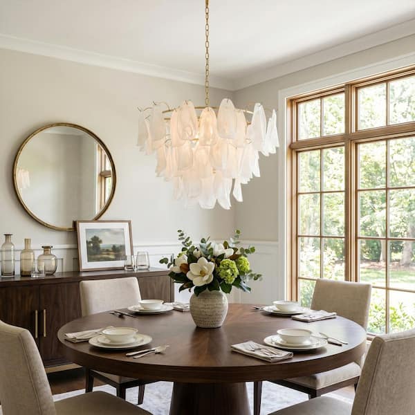 Rennnsan Juliana 8-Light 31 in. Modern Gold Cloud Glass Leaf