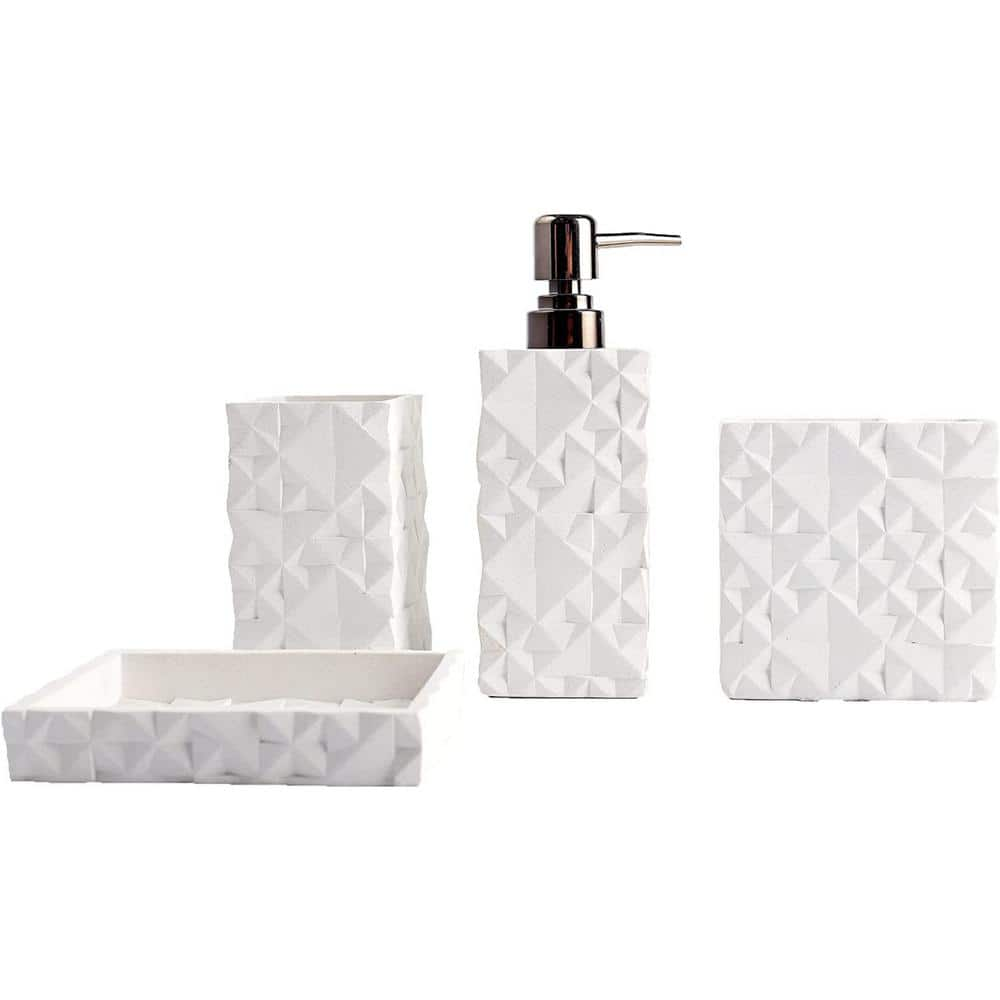 Dyiom Bathroom Accessories Set 4-Pieces Resin Gift Set Apartment Necessities Wooden Design Square