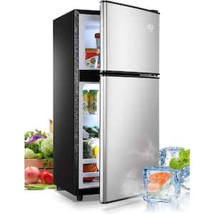 34.2 in. Dual Zone Stainless Steel Beverage and Wine Cooler in Silver with 2 Door, 7 Level Thermostat Removable Shelves
