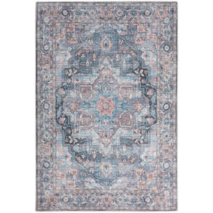 57 Grand Machine Washable Light Blue Multi 4 ft. x 6 ft. Floral Traditional Area Rug