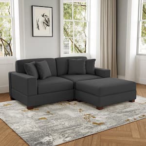 Uixe 83 in. W Modern Square Arm 3-Piece Corduroy Fabric L