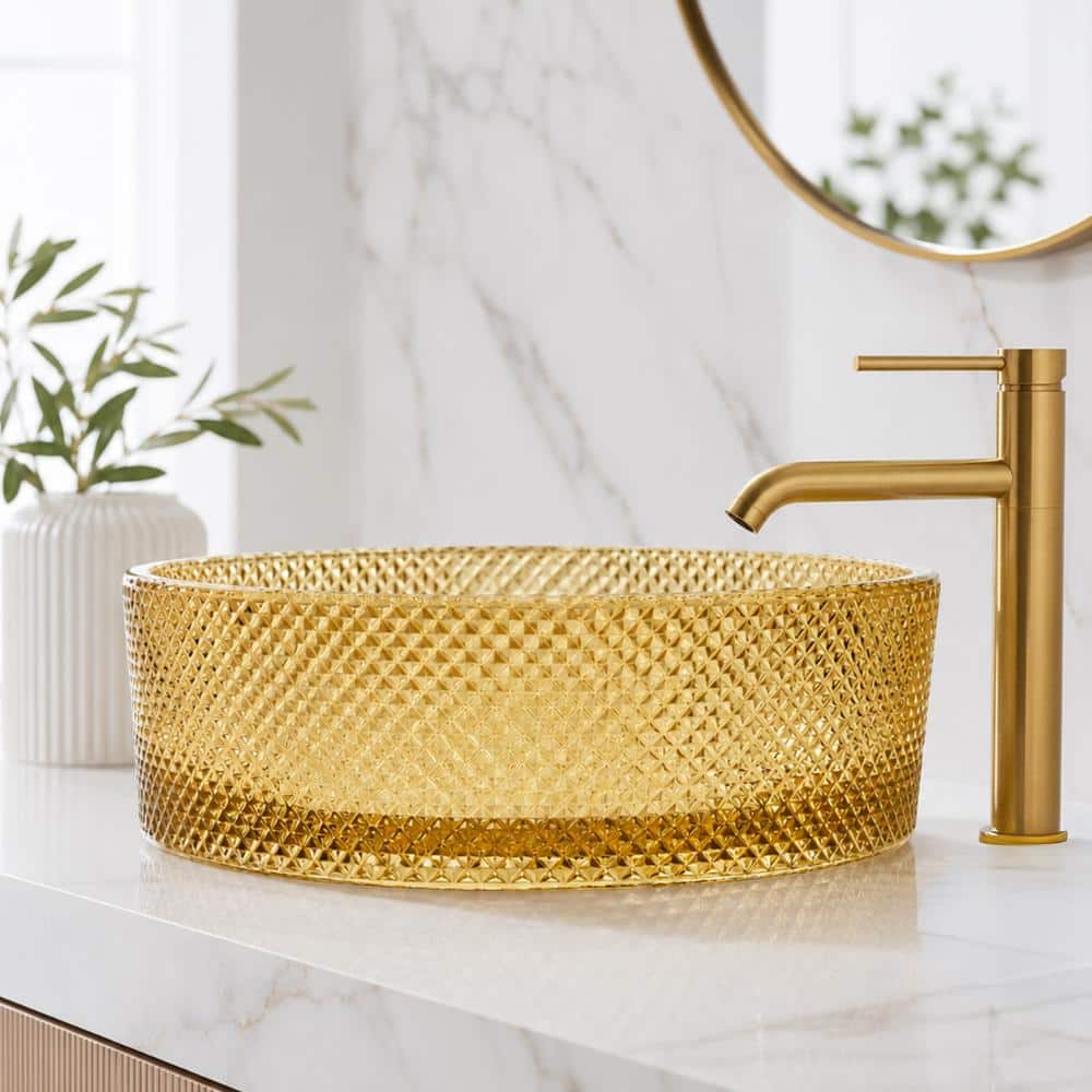 "Glacier Circular Glass Vessel Bathroom Sink Bowl 14"" Round" price history on PriceWatchPro