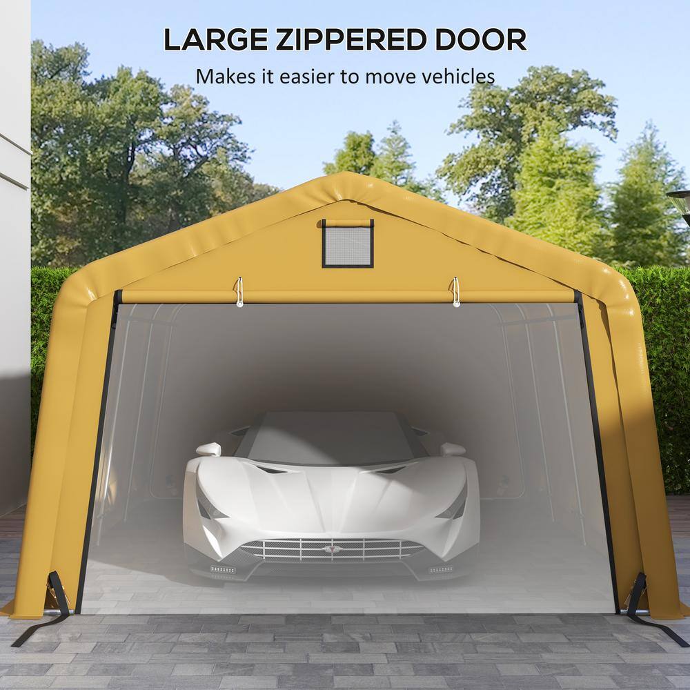 Beige 12' x 20' Portable Garage with Windows