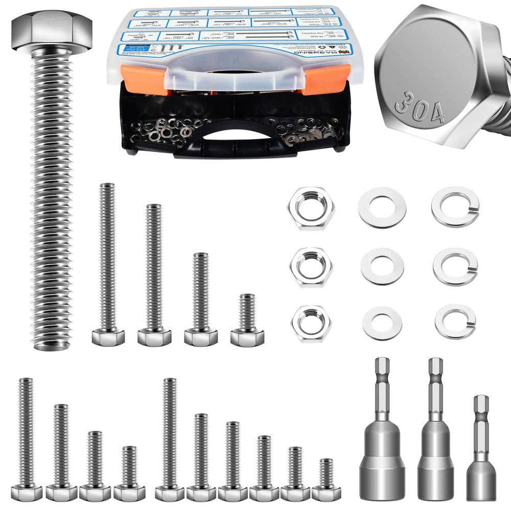 "410-Piece Stainless Steel Hex Bolt and Nut Assortment Kit, 1/4""-20,5/16""-18,3/8""-16, with Washers and Organizer Case" price history on PriceWatchPro