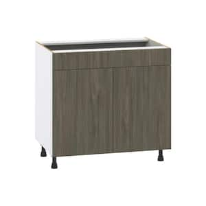 Medora 36 in. W x 34.5 in. H x 24 in. D Textured Slab Walnut Assembled Sink Base Kitchen Cabinet with a False Front