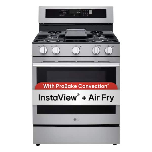 6.3 cu. ft. Smart True Convection InstaView Gas Range Single Oven with Air Fry in Printproof Stainless Steel