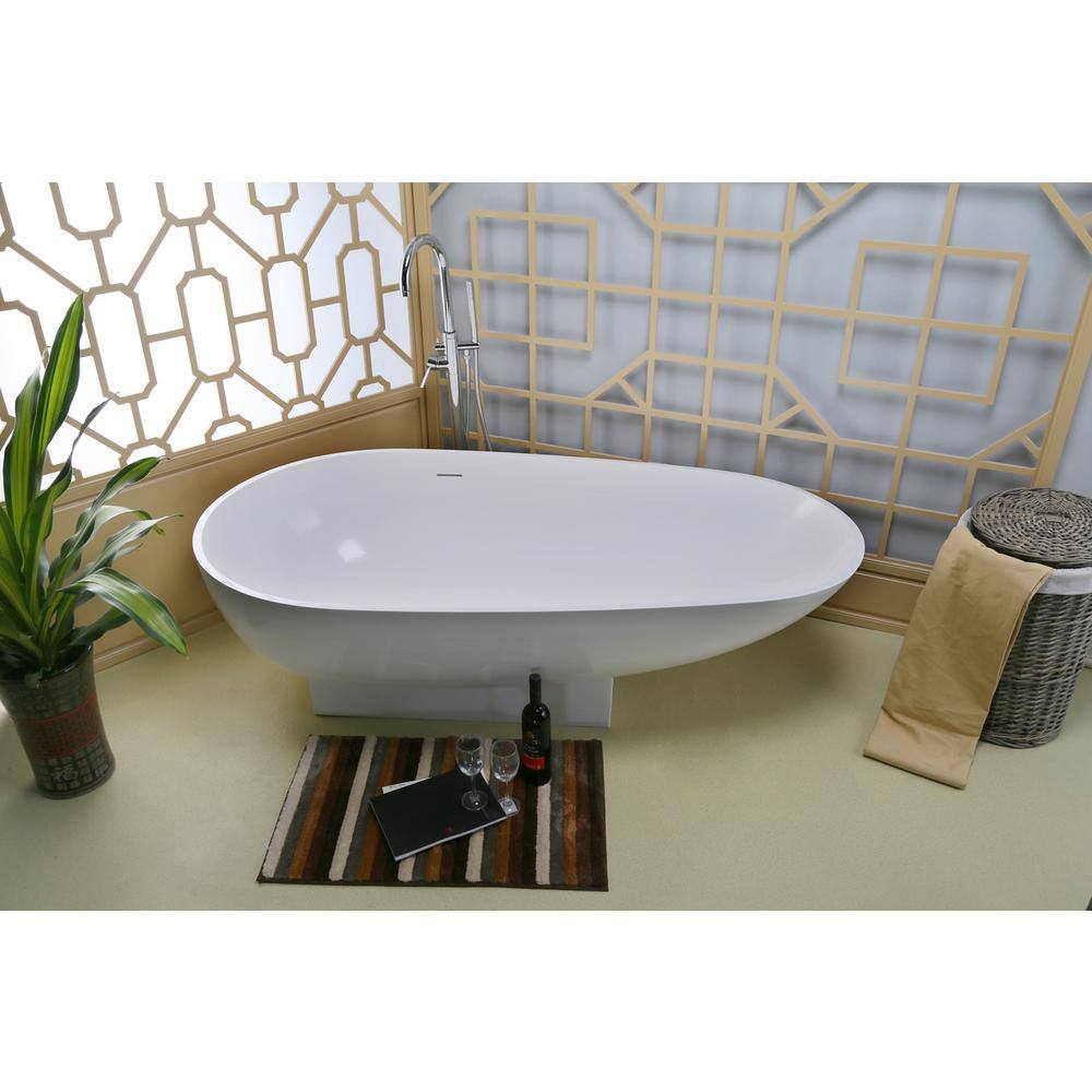 Carlyle 71" Matte White Resin Oval Freestanding Bathtub