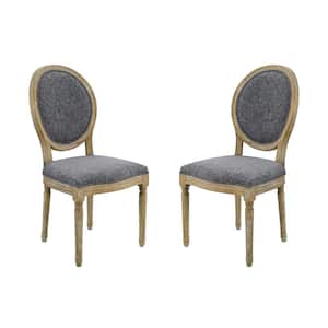 Jacques Charcoal Fabric Seat Oval Back Dining Side Chair Set of 2