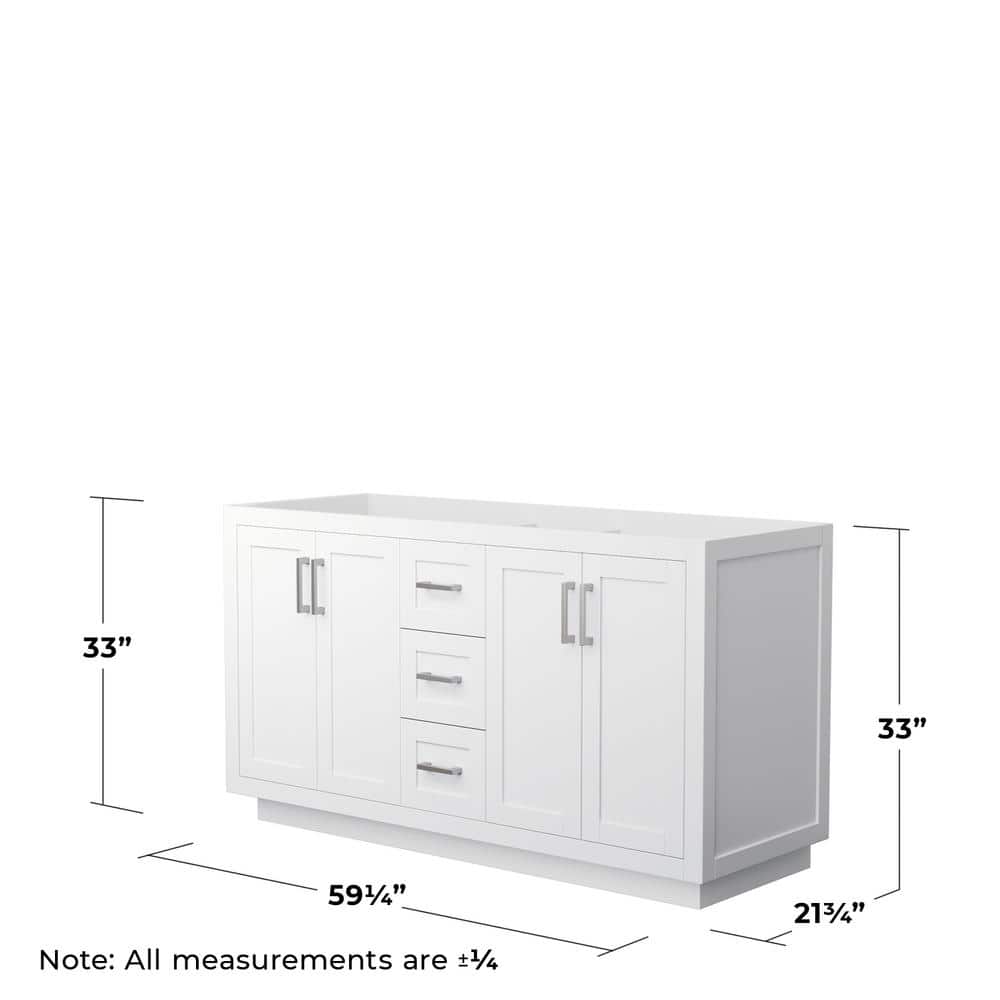 Miranda 59.25" White Freestanding Double Bathroom Vanity Base