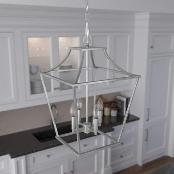 Hunter Laurel Ridge 4 Light Brushed Nickel Lantern Pendant Kitchen Light