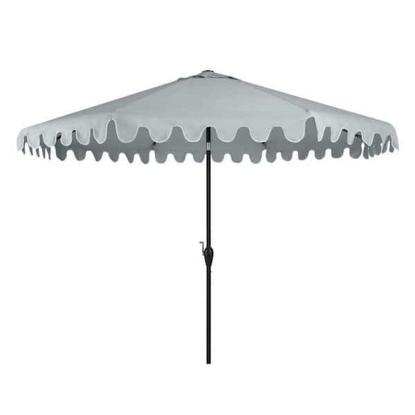HomeRoots 11 ft. Market Push Button Patio Umbrella in Gray