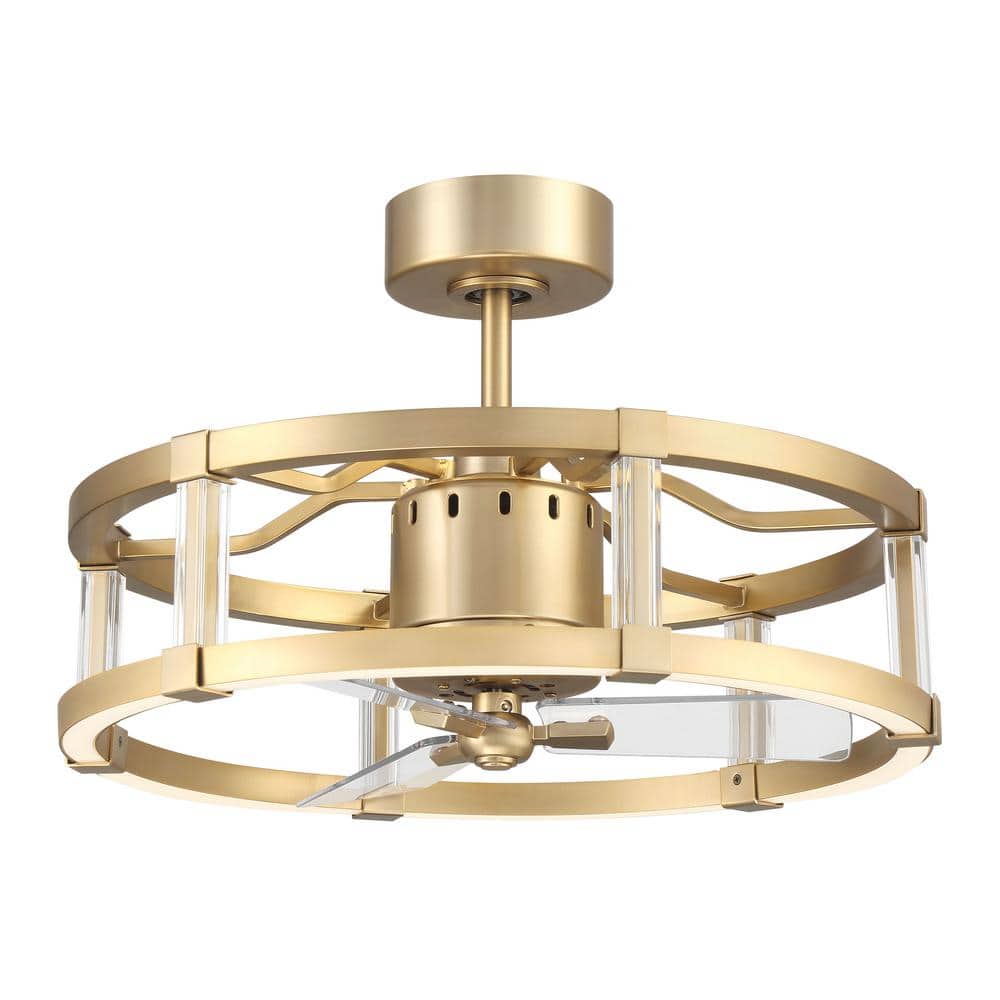 Alexis 18" Satin Brass Ceiling Fan with Clear Acrylic Blades and LED Light
