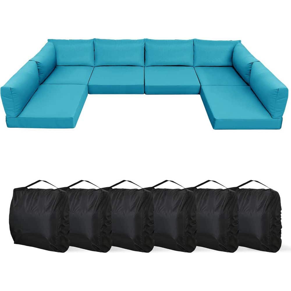Aruba Blue 14-Piece Replacement Outdoor Lounge Chair Sectional Cushions for 6-Seat Patio Couch price history on PriceWatchPro