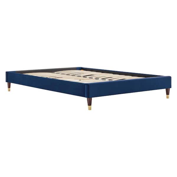 MODWAY Harlow Navy Blue Velvet Full Performance Platform Bed Frame