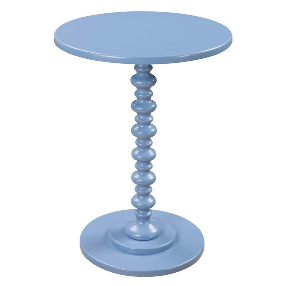 Palm Beach Blue Round Wood Spindle Side Table