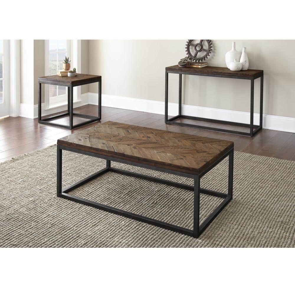 Lorenza Square Acacia Wood and Steel End Table
