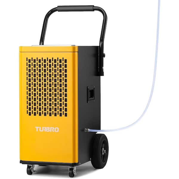 TURBRO 165 pt. 7,500 sq. ft. Commercial Dehumidifier with Pump and Drain Hose, Rolling Wheels, Yellows/Golds