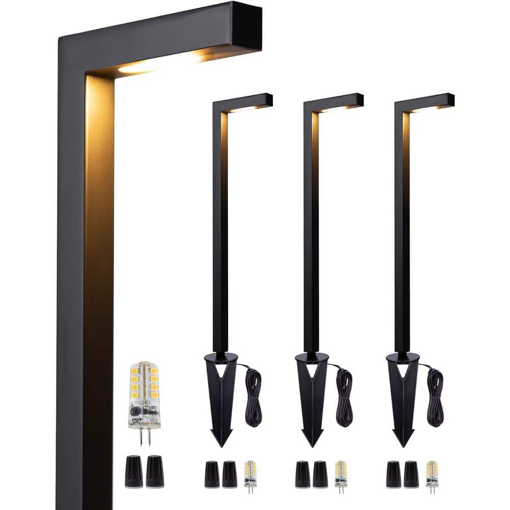 12-Pack Black Brass LED Pathway Lights with Warm White Glow