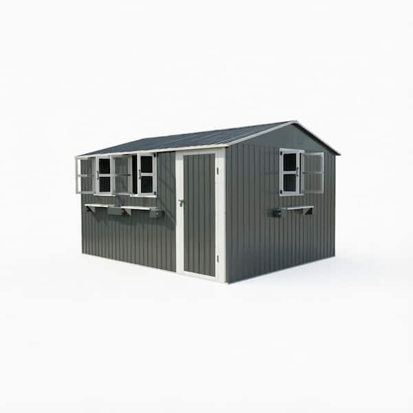 12 ft. W x 10 ft. D Outdoor Metal Storage Shed w/Windows and