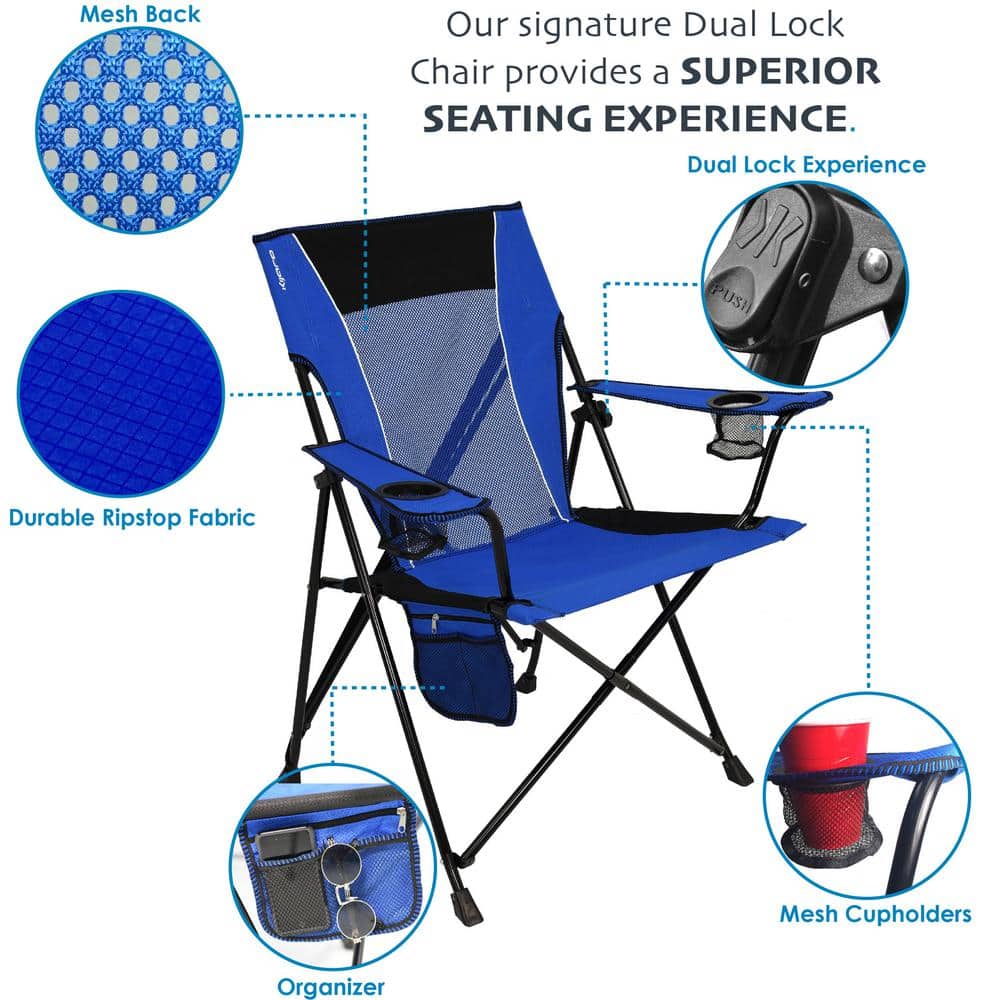 Maldives Blue Dual Lock Folding Camp Chair with Cup Holders