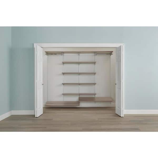 Genevieve 8 ft. Gray Adjustable Closet Organizer Long Hanging Rod with 10 Shelves and Shoe Rack