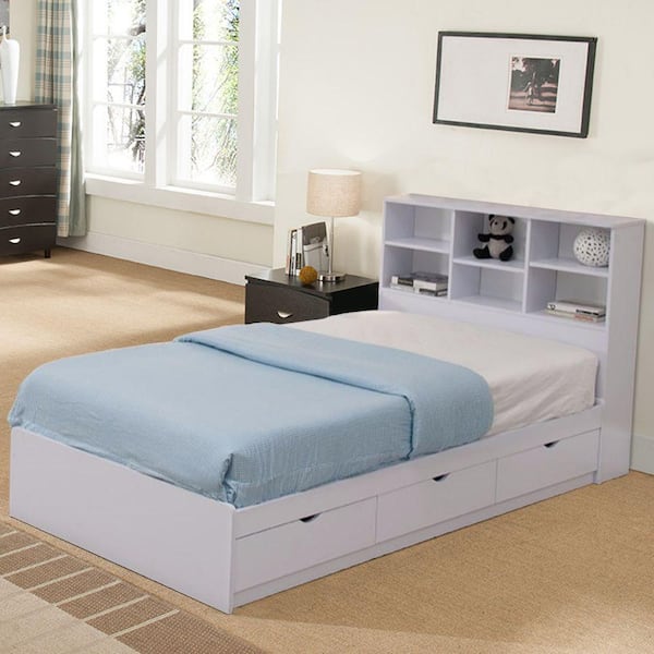 Benzara Snow White Twin-Size Chest Bed with 3-Drawers