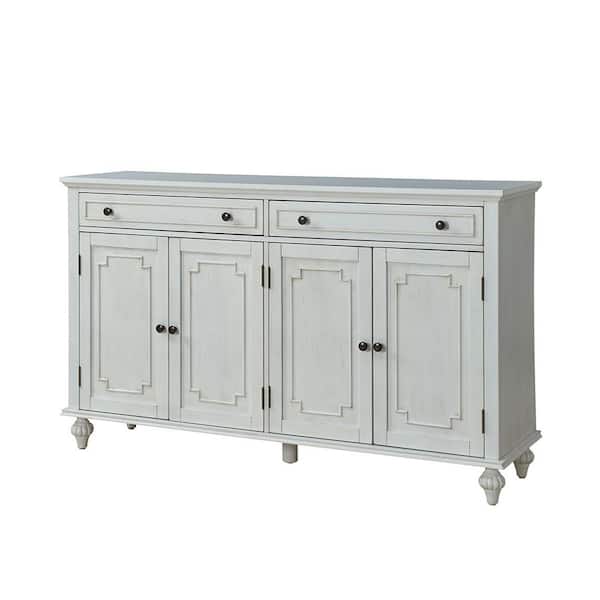 JAYDEN CREATION Rebecca White MDF 58 in. W Traditional 2-Drawer Sideboard with Adjustable Shelves