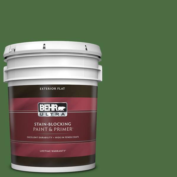 BEHR ULTRA 5 gal. #S-H-440 Pine Scent Flat Exterior Paint & Primer