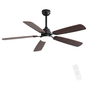 WhisperBloom Blade Span 52 in. Indoor Black Ceiling Fan with LED Light Bulbs and Remote Control