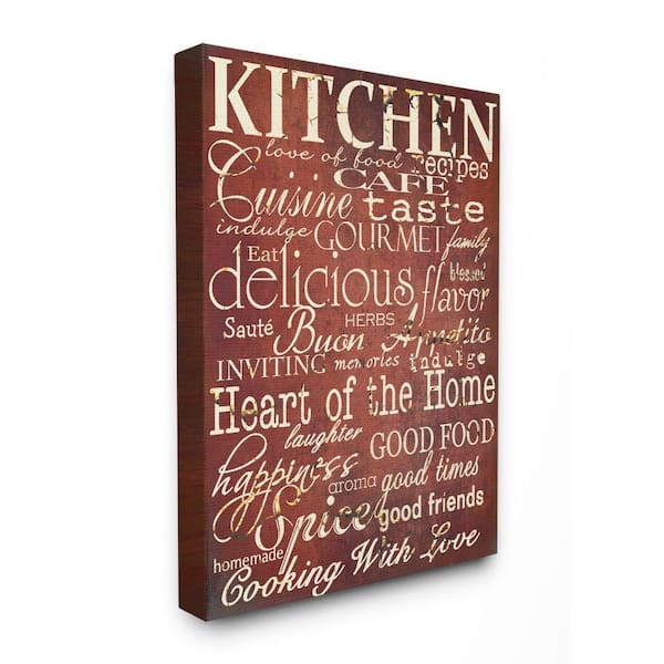 Stupell Industries 16 in. x 20 in. "Words in the Kitchen, Off Red" by Gplicensing Printed Canvas Wall Art