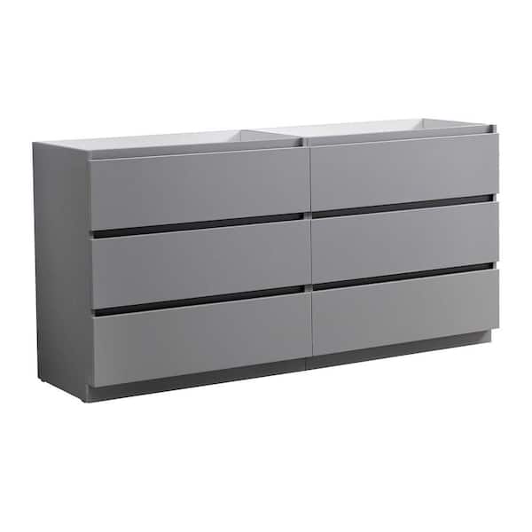 Fresca Lazzaro 72 in. Modern Double Bath Vanity Cabinet Only in Gray