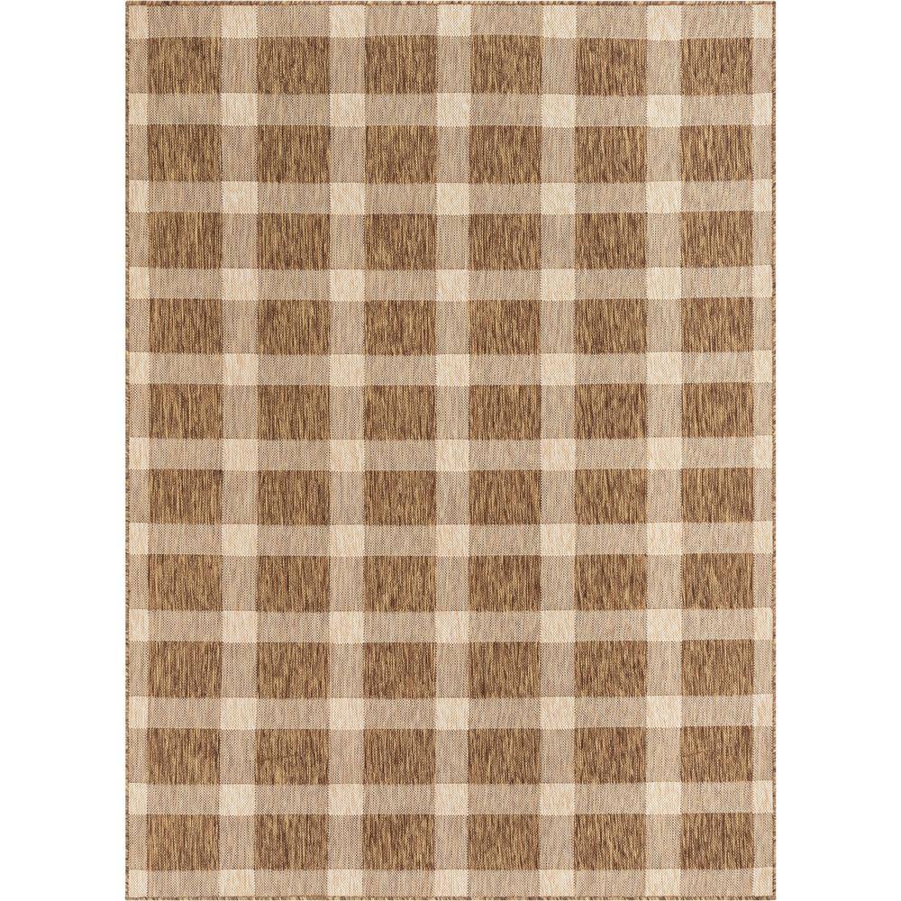 Well Woven Medusa Freya Brown Checkered 7 ft. 10 in. x 9 ft. 10 in ...