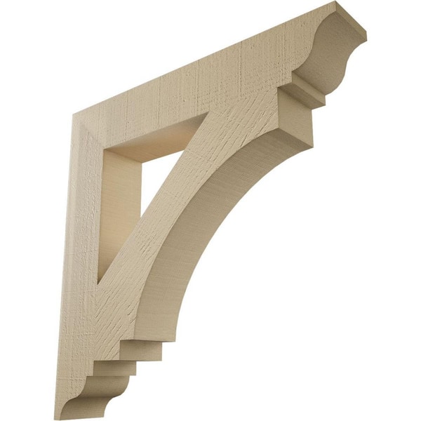 Ekena Millwork 5.5 in. x 32 in. x 32 in. Imperial Traditional Rough Cedar Woodgrain Timberthane Polyurethane Bracket, Primed Tan