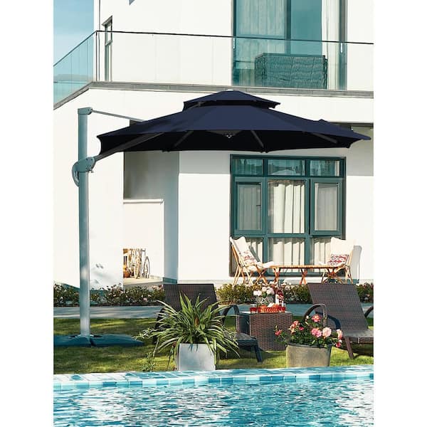JEAREY 10 ft. Aluminum Cantilever Umbrella With Cover in Navy
