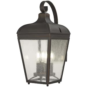 Marquee 4- Lights Oil Rubbed Bronze with Gold Highlights Outdoor Wall Lantern Sconce