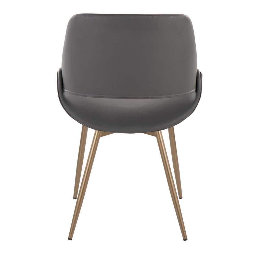 Gray Faux Leather Upholstered Side Chair with Metal Legs