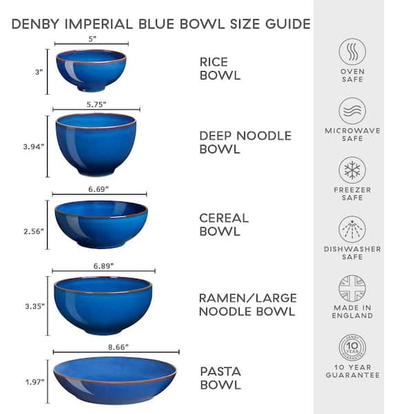 Denby Imperial Blue Stoneware 27.72 oz. Cereal Bowl IMP-005B - The
